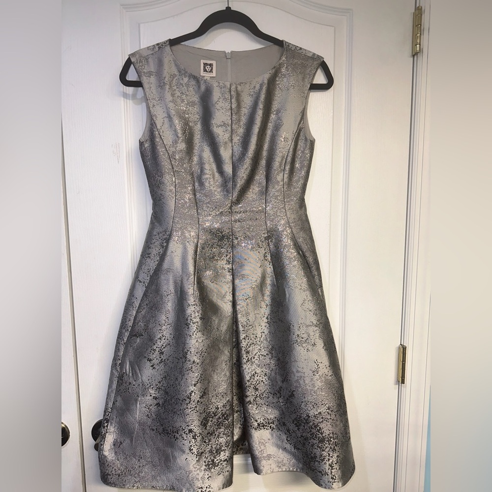 Anne Klein Metallic Silver Midi Dress